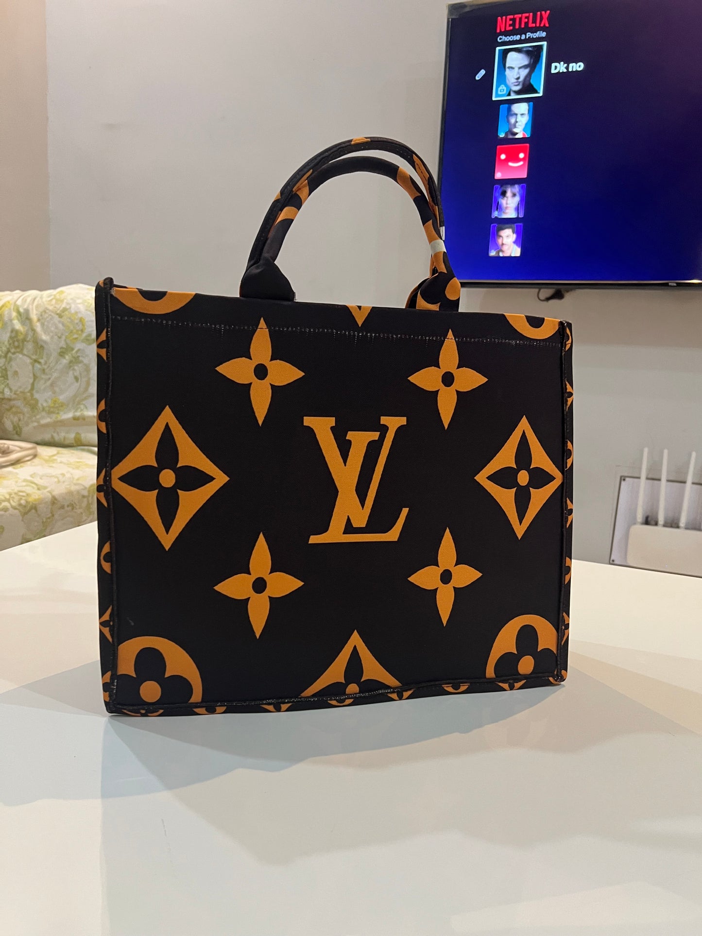 Black and orange tote